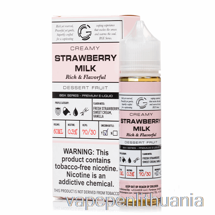 Braškių Pienas - Bsx Series - 60ml 6mg Vape Skystis